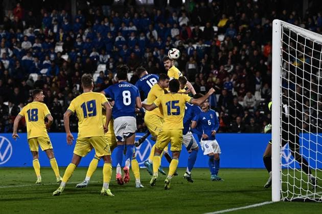 Mp La Spezia 19 11 2024 - amichevole Italia-Ucraina U21, U 21 foto Matteo Papini Image nella foto: gol Francesco Pio Esposito 