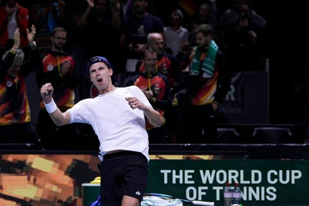 Davis Cup Final - Germany v Canada Quarter-Final MALAGA, SPAIN - NOVEMBER 20: Daniel Altmaier of Team Germany celebrates the victory after his singles match against Gabriel Diallo of Team Canada during the Quarter-Final tie between Germany and Canada during the Davis Cup Final at Palacio de Deportes Jose Maria Martin Carpena on November 19, 2024 in Malaga, Spain. Malaga Spain  Copyright: xJosexBretonx originalFilename:bretonhernandez-daviscup241120_npRy0.jpg