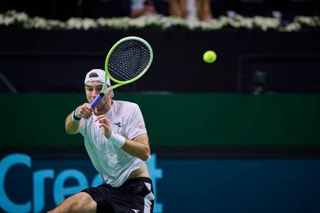 Quarter finals Davis Cup Final 8 singles match 1 on November 19, 2024 Daniel Altmaier of Germany team in action against Denis Shapovalov of Canada team seen in action during the Quarter finals Davis Cup Final 8 singles match 1 on November 19, 2024 Martin Carpena Arena. Malaga Martin Carpena Arena Malaga Spain Copyright: xCESARxMARCHx