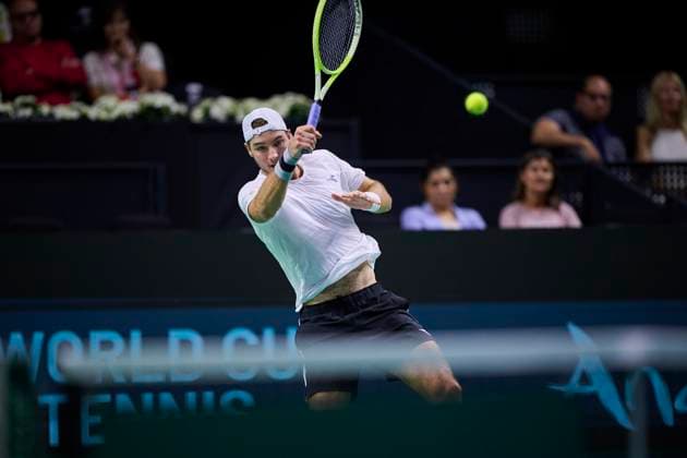 Quarter finals Davis Cup Final 8 singles match 1 on November 19, 2024 Daniel Altmaier of Germany team in action against Denis Shapovalov of Canada team seen in action during the Quarter finals Davis Cup Final 8 singles match 1 on November 19, 2024 Martin Carpena Arena. Malaga Martin Carpena Arena Malaga Spain Copyright: xCESARxMARCHx
