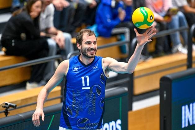VOLLEYBALL - CEV CL, Tirol vs Milano INNSBRUCK,AUSTRIA,20.NOV.24 - VOLLEYBALL - CEV Champions League, Hypo Tirol vs Allianz Milano. Image shows Matteo Piano (Milano) during warm up.  GEPAxpictures xDanielxSchoenherr