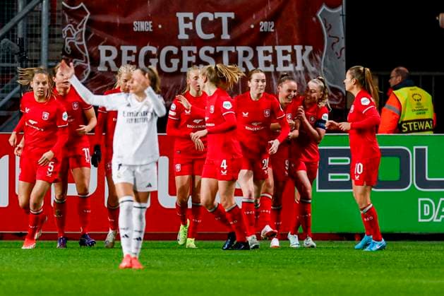 Jaimy Ravensbergen of FC Twente scores the 1:0 and celebrates the goal , UEFA Women s Champions League 2024 25 Group Stage MD4, FC Twente v Real Madrid CF, FC Twente Stadium, November 20, 2024, Enschede, Netherlands.