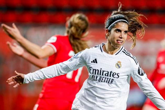 Alba Redondo of Real Madrid scores the 1:3 and celebrates the goal , UEFA Women s Champions League 2024 25 Group Stage MD4, FC Twente v Real Madrid CF, FC Twente Stadium, November 20, 2024, Enschede, Netherlands.