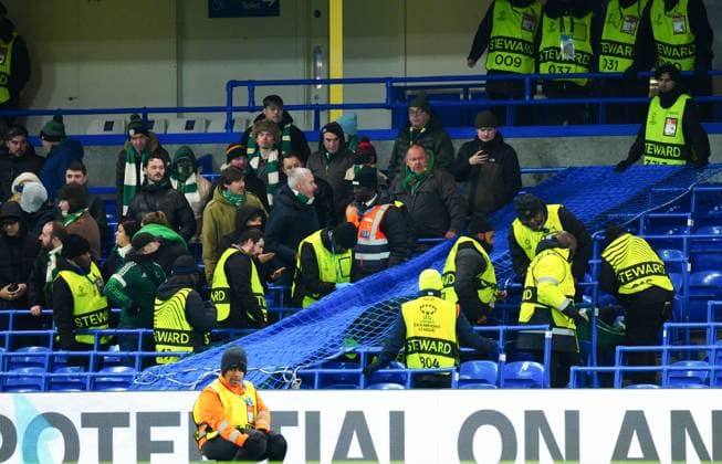 A Celtic fan is ejected during the second half Chelsea Women v Celtic Women, UEFA Women s Champions League, Group B, Football, New Stamford Bridge, London, UK - 20 Nov 2024 EDITORIAL USE ONLY No use with unauthorised audio, video, data, fixture lists, club league logos or live services. Online in-match use limited to 120 images, no video emulation. No use in betting, games or single club league player publications. Copyright: xJavierxGarcia Shutterstockx 14922830t