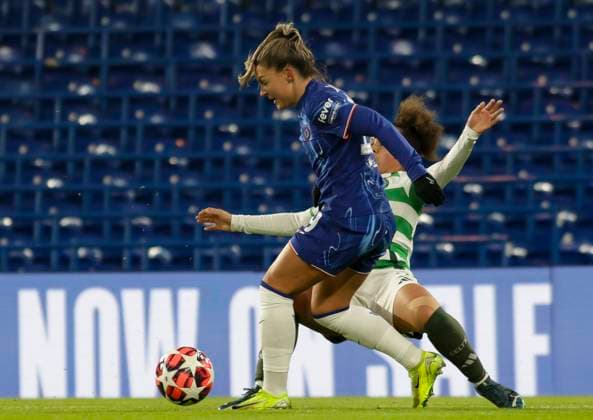 Chelsea Women v Celtic Women UEFA Womens Champions League Catarina Macario of Chelsea Women in possession during the UEFA Womens Champions League Group B match at Stamford Bridge, London UK Newspapers OUT Copyright: xDarrenxCampbellx FIL-20957-0006