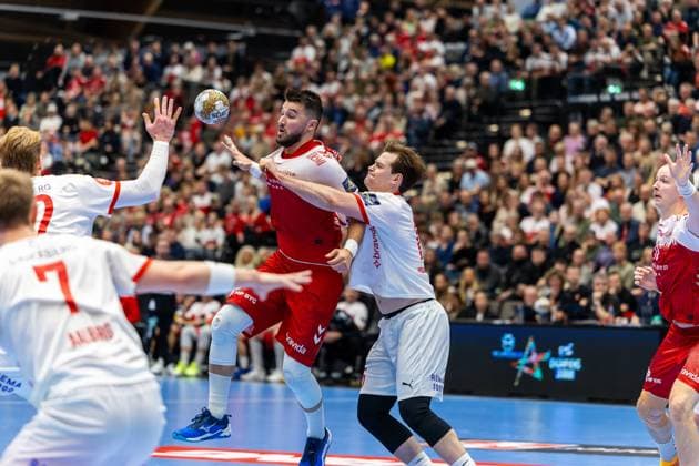 Aalborg Handball v Kolstad Handball, EHF Champions League handball, Aalborg, Denmark Aalborg, Denmark. 20th, November 2024. Miguel Martins (9) of Aalborg Handball seen in the EHF Champions League match between Aalborg Handball and Kolstad Handball at Sparekassen Danmark Arena in Aalborg Denmark, Aalborg  Copyright: xGonzalesxPhoto MadsxAndersenx