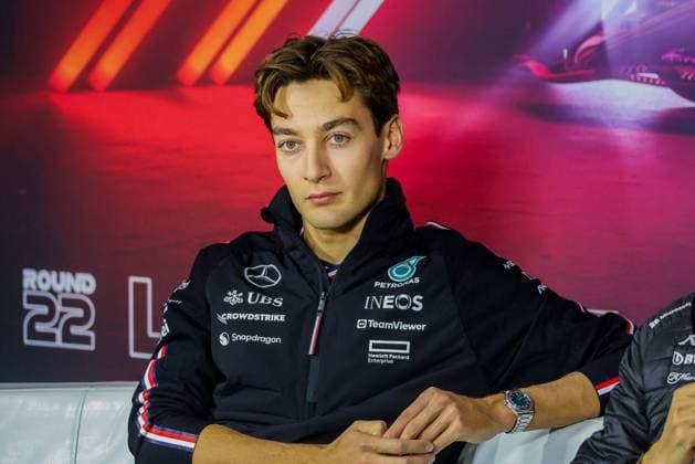Formula 1 GP Las Vegas USA Thursday, 21 11 2024 George Russell 63, Mercedes AMG Petronas F1 Team at the press conference Formula 1 GP Las Vegas USA Thursday, 21 11 2024 Copyright: xBEAUTIFULxSPORTS Erlhofx