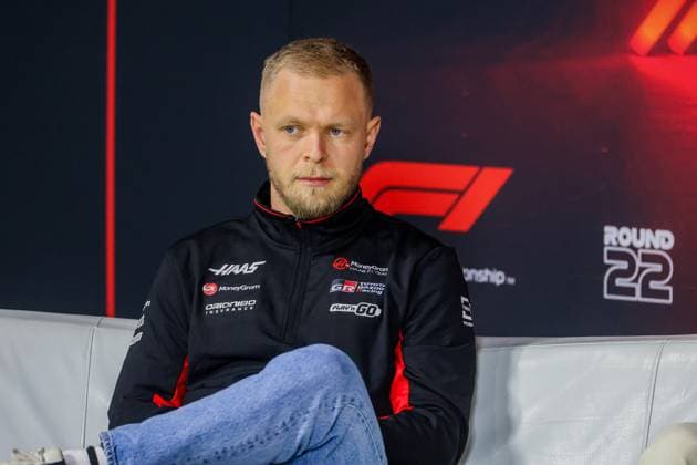 Formula 1 GP Las Vegas USA Thursday, 21 11 2024 Kevin Magnussen 20, MoneyGram Haas F1 Team at the press conference Formula 1 GP Las Vegas USA Thursday, 21 11 2024 Copyright: xBEAUTIFULxSPORTS Erlhofx