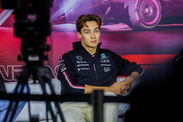Formula 1 GP Las Vegas USA Thursday, 21 11 2024 George Russell 63, Mercedes AMG Petronas F1 Team at the press conference Formula 1 GP Las Vegas USA Thursday, 21 11 2024 Copyright: xBEAUTIFULxSPORTS Erlhofx