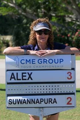 NAPLES, FL - NOVEMBER 21: The players sign lady, during the CME Group Tour Championship on November 21, 2024, at Tiburon Golf Club in Naples, FL. (Photo by Michele Eve Sandberg Icon Sportswire) GOLF: NOV 21 LPGA, Golf Damen CME Group Tour Championship EDITORIAL USE ONLY Icon2411211542