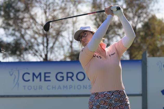 NAPLES, FL - NOVEMBER 21: LPGA, Golf Damen golfer Marina Alex plays her shot during the CME Group Tour Championship on November 21, 2024, at Tiburon Golf Club in Naples, FL. (Photo by Michele Eve Sandberg Icon Sportswire) GOLF: NOV 21 LPGA CME Group Tour Championship EDITORIAL USE ONLY Icon2411211543