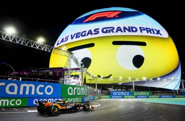 LAS VEGAS - Lando Norris (McLaren) during 1st free practice for the Las Vegas Grand Prix. ANP SEM VAN DER WAL xVIxANPxSportx xxANPxIVx 513984973 originalFilename: 513984973.jpg