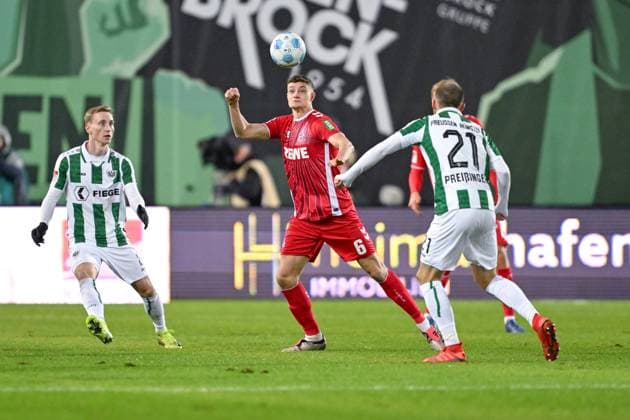 22 11 2024, Football, 2 Bundesliga, Matchday 13 Season 2024 2025, Preußen Münster 1 FC Köln, Eric Martel 1 FC Köln , Rico Preißinger Preußen Münster xRHR PHOTO TKx Copyright: RHR-FOTOx RHR-FOTO TK