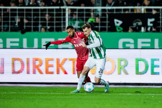 2 Soccer Bundesliga, Preußen Münster 1 FC Köln 22 11 2024 duel Linton Maina 1 FC Köln, 37 ü, Niko Koulis Preußen Münster, 24 2 Soccer Bundesliga, Preußen Münster 1 FC Köln, Münster, Preussenstadion am 22 11 2024 DFL REGULATIONS PROHIBIT ANY USE OF PHOTOGRAPHS AS IMAGE SEQUENCES AND OR QUASI VIDEO Copyright: xBEAUTIFULxSPORTS Wunderlx