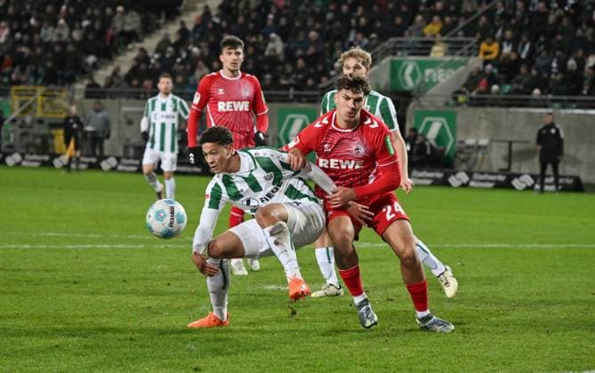 Andras Nemeth Preußen Münster , Julian Pauli 1 FC Koeln , v li 22 11 2024, Soccer 2 Bundesliga, 13 Matchday, Season 2024 2025 Preußen Münster 1 FC Köln Muenster Preussenstadion Nordrhein Westfalen Germany Team2
