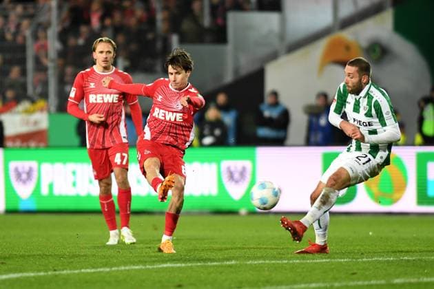 Denis Huseinbasic 1 FC Koeln in action, on the ball, single action during the 2 Bundesliga match between Preußen Münster and 1 FC Köln at Preußenstadion on November 22, 2024 in Münster, Germany Photo by Ralf Treese DeFodi Images Denis Huseinbasic 1 FC Koeln controls the ball during the 2 Bundesliga match between Preußen Münster and 1 FC Köln at Preußenstadion on November 22, 2024 in Münster, Germany Photo by Ralf Treese DeFodi Images DFB DFL REGULATIONS PROHIBIT ANY USE OF PHOTOGRAPHS AS IMAGE SEQUENCES AND OR QUASI VIDEO Defodi 521 SCPKOE20241122 021 Defodi-521 not used in POL SRB CRO FRA GBR NED ITA USA DFB DFL REGULATIONS PROHIBIT ANY USE OF PHOTOGRAPHS AS IMAGE SEQUENCES AND OR QUASI-VIDEO.
