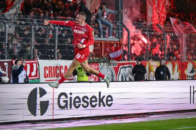 22 11 2024, Football, 2 Bundesliga, Matchday 13 Season 2024 2025, Preußen Münster 1 FC Köln, Tim Lemperle 1 FC Köln celebrates the goal for 1 0 xRHR PHOTO TKx Copyright: RHR-FOTOx RHR-FOTO TK