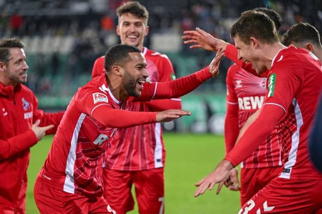 22 11 2024, Football, 2 Bundesliga, Matchday 13 Season 2024 2025, Preußen Münster 1 FC Köln, Linton Maina 1 FC Köln , Dominique Heintz 1 FC Köln xRHR PHOTO TKx Copyright: RHR-FOTOx RHR-FOTO TK