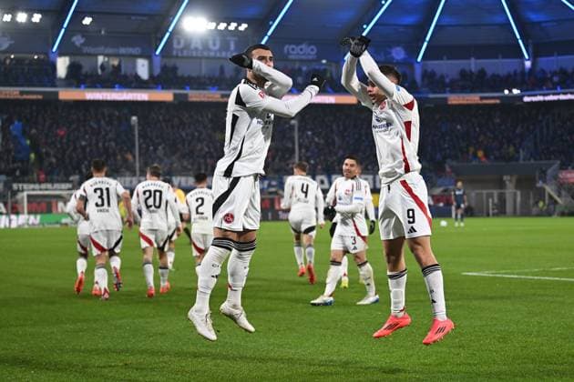 Paderborn, Home Deluxe Arena, 22 11 24, GER, Herren, 2 Bundesliga, Saison 2024 2025, SC Paderborn 07 1 FC Nuernberg Bild Stefanos TZIMAS Nuernberg jubilates after his goal for 1 2 Only for editorial use DFL regulations prohibit any use of photographs as image sequences and or quasi video NRW Germany