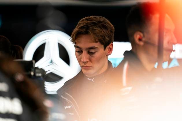 British Formula One driver George Russell of Mercedes-AMG Petronas is seen before the third free practice session of the Formula One Las Vegas Grand Prix at the Las Vegas Strip Circuit in Las Vegas on Friday, November 22, 2024.  LAV2024112216 GREGxNASH