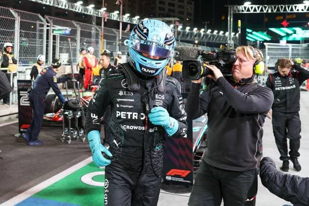 Winner of Qualifying, Pole Position, George Russell Mercedes AMG , Las Vegas Grand Prix, Motorsport, Men, Formula 1, Qualifying, 22 11 2024 Las Vegas Nevada USA Copyright: xkolbert-press ChristianxKolbertx