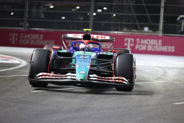LAS VEGAS, NV - NOVEMBER 22: Yuki Tsunoda (22) Visa Cash App RB Formula One Team in action during qualifying for the F1 Heineken Silver Las Vegas Grand Prix on Friday, Nov. 22, 2024, at the Las Vegas Street Circuit in Las Vegas, Nevada. (Photo by Marc Sanchez Icon Sportswire) AUTO: NOV 22 F1 Heineken Silver Las Vegas Grand Prix EDITORIAL USE ONLY Icon14424112236861