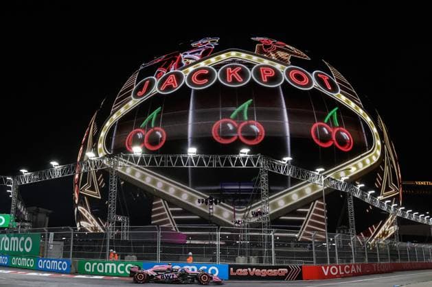 November 22, 2024: BWT Alpine F1 Team driver Pierre Gasly (10) drives past the sphere during qualifying at the F1 Las Vegas Grand Prix in Las Vegas, NV. CSM. Las Vegas United States of America - ZUMAc04_ 20241122_zma_c04_324 Copyright: xChristopherxTrimx