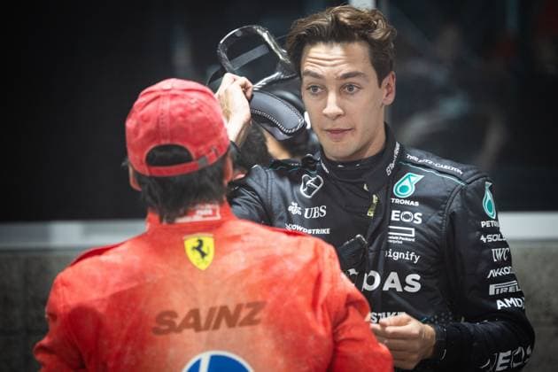 Pole position for George Russell UK, Mercedes AMG Petronas F1 Team 63 USA, Formula 1 World Championship, Grand Prix of Las Vegas, Las Vegas Strip Circuit, 22 11 2024 USA, Formula 1 World Championship, Grand Prix of Las Vegas, Las Vegas Strip Circuit, 22 11 2024 Las Vegas Copyright: xEibner-Pressefoto ThomasxFuesslerx EP_TFR