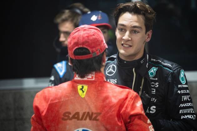 Pole position for George Russell UK, Mercedes AMG Petronas F1 Team 63 USA, Formula 1 World Championship, Grand Prix of Las Vegas, Las Vegas Strip Circuit, 22 11 2024 USA, Formula 1 World Championship, Grand Prix of Las Vegas, Las Vegas Strip Circuit, 22 11 2024 Las Vegas Copyright: xEibner-Pressefoto ThomasxFuesslerx EP_TFR