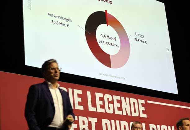 23 11 2024 Football season 2024 2025 2 Football Bundesliga General Meeting Annual General Meeting AGM 2024 Sports photo Zink DaMa xdaxmax Stefan Heim Chief Financial Officer for Accounting Controlling and Financial Accounting 1 FC Nuremberg FCN explains the annual result of EUR 1.4 million to members