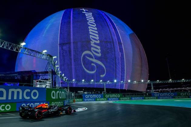 LAS VEGAS, UNITED STATES: Max Verstappen, racing for the Red Bull Racing team during the 2024 Formula 1 Las Vegas Grand Prix at the Las Vegas Street Circuit in Las Vegas, United States