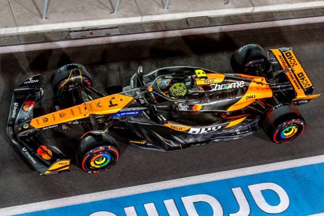 LAS VEGAS, UNITED STATES: Lando Norris, racing for the McLaren F1 team during the 2024 Formula 1 Las Vegas Grand Prix at the Las Vegas Street Circuit in Las Vegas, United States