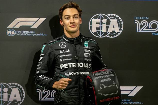 LAS VEGAS, UNITED STATES: George Russell, racing for the Mercedes team during the 2024 Formula 1 Las Vegas Grand Prix at the Las Vegas Street Circuit in Las Vegas, United States