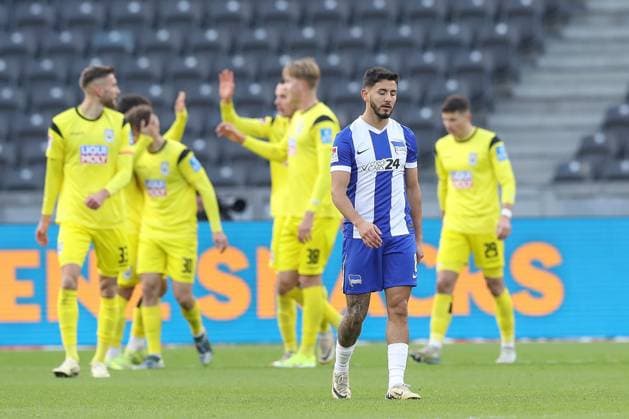 23 11 2024, xtgx, Soccer 2 Bundesliga, Hertha BSC Berlin SSV Ulm 1846 emspor, v l Kevin Sessa Hertha, 8 disappointed, disappointed, looks disappointed, disappointed DFL DFB REGULATIONS PROHIBIT ANY USE OF PHOTOGRAPHS as IMAGE SEQUENCES and or QUASI VIDEO Berlin