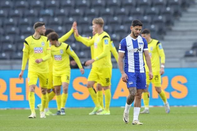 23 11 2024, xtgx, Soccer 2 Bundesliga, Hertha BSC Berlin SSV Ulm 1846 emspor, v l Kevin Sessa Hertha, 8 disappointed, disappointed, looks disappointed, disappointed DFL DFB REGULATIONS PROHIBIT ANY USE OF PHOTOGRAPHS as IMAGE SEQUENCES and or QUASI VIDEO Berlin
