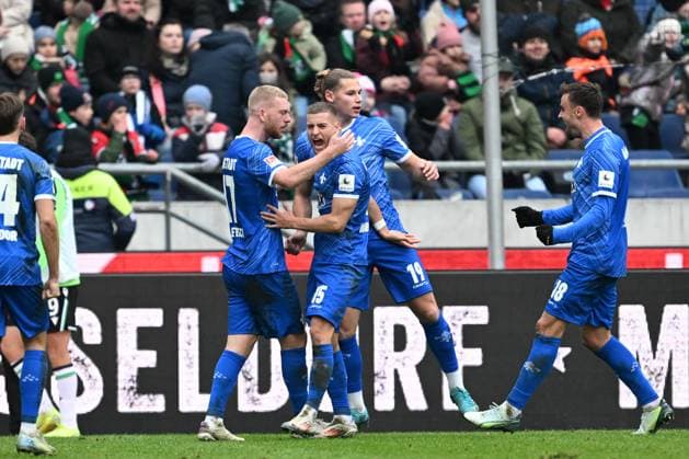 2 Bundesliga Hannover 06 SV Darmstadt 98 on 23 11 2024 at the HDI Arena in Hannover Cheering, goal celebration, goal scorer, goal scorer Fabian Nürnberger Nuernberger Darmstadt cheers after his goal for 1 2 MT
