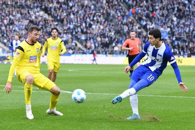 Ibrahim Maza Hertha BSC Berlin, 10 shoots on goal GER, Hertha BSC vs SSV Ulm 1846, Football, 2 Bundesliga, Season 2024 2025, Matchday 13, 23 11 2024 DFL REGULATIONS PROHIBIT ANY USE OF PHOTOGRAPHS AS IMAGE SEQUENCES AND OR QUASI VIDEO GER, Hertha BSC vs SSV Ulm 1846, Football, 2 Bundesliga, Season 2024 2025, Matchday 13, 23 11 2024 Berlin Copyright: xEibner-Pressefoto RyanxSleimanx EP_RSN