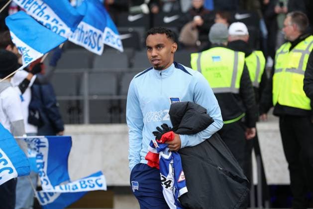 23 11 2024, xtgx, Soccer 2 Bundesliga, Hertha BSC Berlin SSV Ulm 1846 emspor, v l Bilal Hussein Hertha, 14 DFL DFB REGULATIONS PROHIBIT ANY USE OF PHOTOGRAPHS as IMAGE SEQUENCES and or QUASI VIDEO Berlin