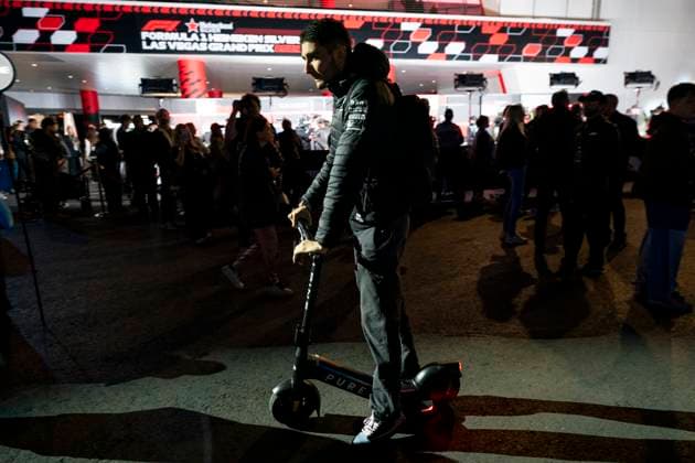 French Formula One driver Esteban Ocon of Alpine F1 Team arrives for the Formula One Las Vegas Grand Prix at the Las Vegas Strip Circuit in Las Vegas on Saturday, November 23, 2024.  LAV2024112308 GREGxNASH