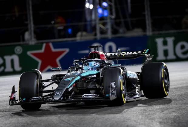 LAS VEGAS - George Russell (Mercedes) in action during the Las Vegas Grand Prix. ANP SEM VAN DER WAL xVIxANPxSportx xxANPxIVx 514143000 originalFilename: 514143000.jpg