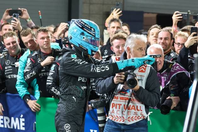 Winner, Winner, George Russell Mercedes AMG , Las Vegas Grand Prix, Motorsport, Men, Formula 1, Race, 23 11 2024 Las Vegas Nevada USA Copyright: xkolbert-press ChristianxKolbertx