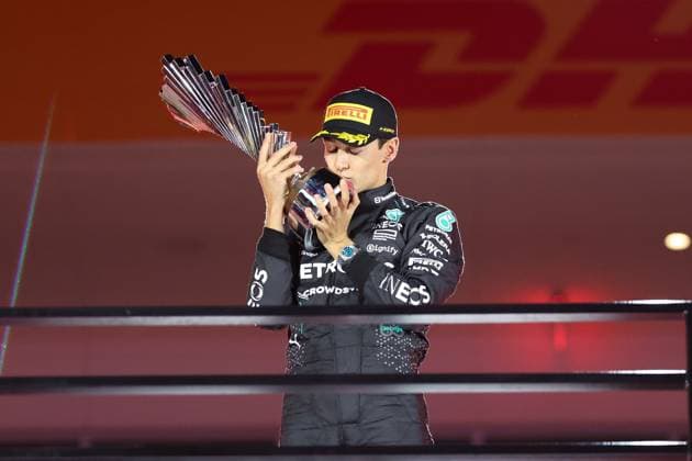 Winner, Winner, George Russell Mercedes AMG , Las Vegas Grand Prix, Motorsport, Men, Formula 1, Race, 23 11 2024 Las Vegas Nevada USA Copyright: xkolbert-press ChristianxKolbertx
