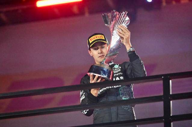 RECORD DATE NOT STATED George russel won formula 1 heineken silver las vegas grand prix. (SPO) George Russell Won Formula 1 Heineken Silver Las Vegas Grand Prix. November 23, 2024, Las Vegas, Nevada, USA: George Russell of Mercedes won the Formula 1 Las Vegas Grand Prix taking place at the Las Vegas Strip Circuit. Lewis Hamilton of Mercedes came second while Carlos Sainz of Ferrari came third. Credit: this photo thenews2 (Foto: Niyi Fote Thenews2 imago images) SPO  Copyright: xNiyixFotex