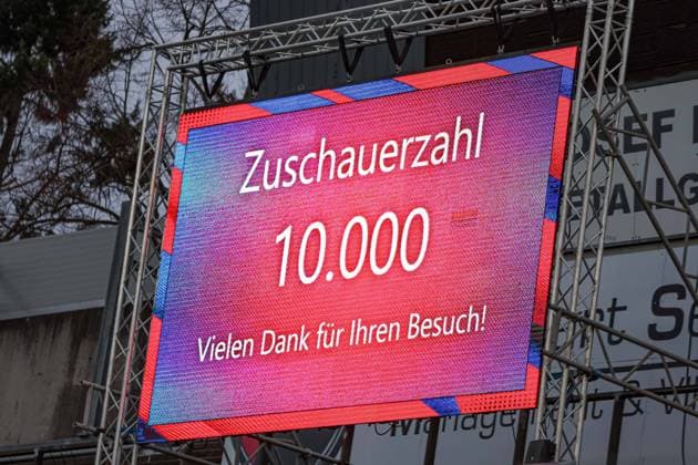 Krefeld, Germany, 23 11 24 Scoreboard is seen during the Regionalliga West match between KFC Uerdingen MSV Duisburg at Grotenburg on November 23, 2024 in Krefeld, Germany Krefeld Grotenburg Germany Copyright: xStefanxBrauer Brauer-Fotoagenturx