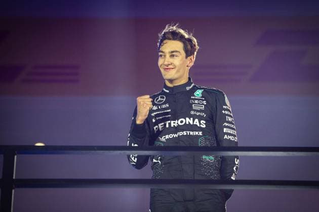 George Russell UK, Mercedes AMG Petronas F1 Team 63 , Winner of the Las Vegas Grand Prix USA, Formula 1 World Championship, Las Vegas Grand Prix, Las Vegas Strip Circuit, 23 11 2024 USA, Formula 1 World Championship, Las Vegas Grand Prix, Las Vegas Strip Circuit, 23 11 2024 Las Vegas Copyright: xEibner-Pressefoto ThomasxFuesslerx EP_TFR