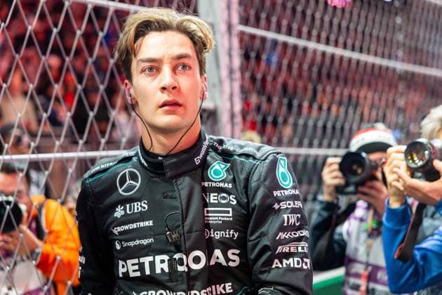 23rd November 2024; Las Vegas, Nevada, USA. F1 Las Vegas Grand Prix; Race Day; George Russell (63) of United Kingdom and team Mercedes-AMG Petronas F1 Team before the race  ActionPlus12719637 BobxKupbens