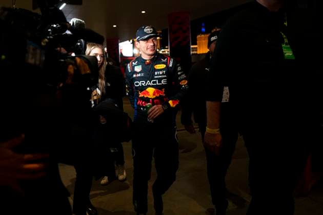 Dutch Formula One driver Max Verstappen of Red Bull Racing is seen in the paddock after clinching his fourth drivers World Championship, WM, Weltmeisterschaft following the Formula One Las Vegas Grand Prix at the Las Vegas Strip Circuit in Las Vegas on Sunday, November 24, 2024.  LAV2024112403 GREGxNASH