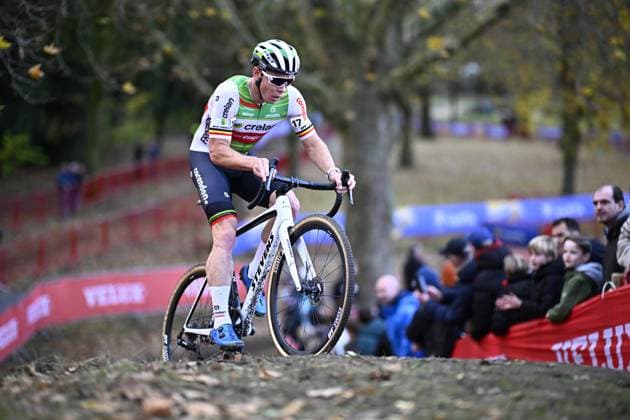 Belgian Laurens Sweeck pictured in action during the men s elite race of the World Cup cyclocross cycling event in Antwerp on Sunday 24 December 2023, the first stage (out of 12) of the UCI World Cup competition. JASPERxJACOBS  x106278866x