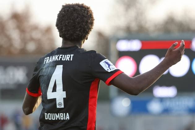 24 11 2024, xusrbx, Soccer Regionalliga Suedwest, Eintracht Frankfurt U21 Stuttgarter Kickers emspor, Fousseny Doumbia Eintracht Frankfurt II, 4 , single image, cropping, DFL DFB REGULATIONS PROHIBIT ANY USE OF PHOTOGRAPHS as IMAGE SEQUENCES and or QUASI VIDEO Dreieich