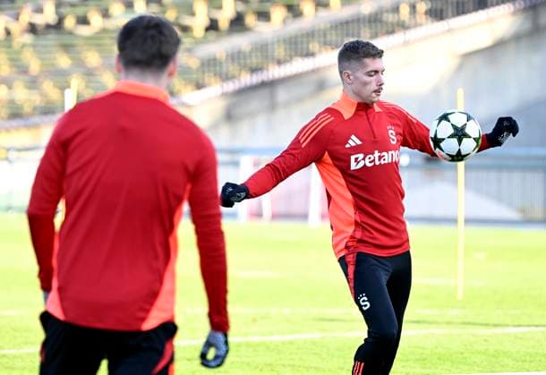 AC Sparta Praha defender Martin Suchomel (right) attends a training session before the UEFA Champions League, round 5, match AC Sparta Praha vs Atletico Madrid, in Prague, Czech Republic, on November 25, 2024. (CTKxPhoto KaterinaxSulova) CTKPhotoP2024112503442  CTKPhotoP2024112503442